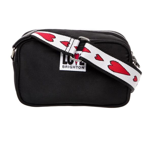 Love Brighton Crossbody Bag Black Red Heart Strap NWT And Extra Makeup Bag - Picture 10 of 15